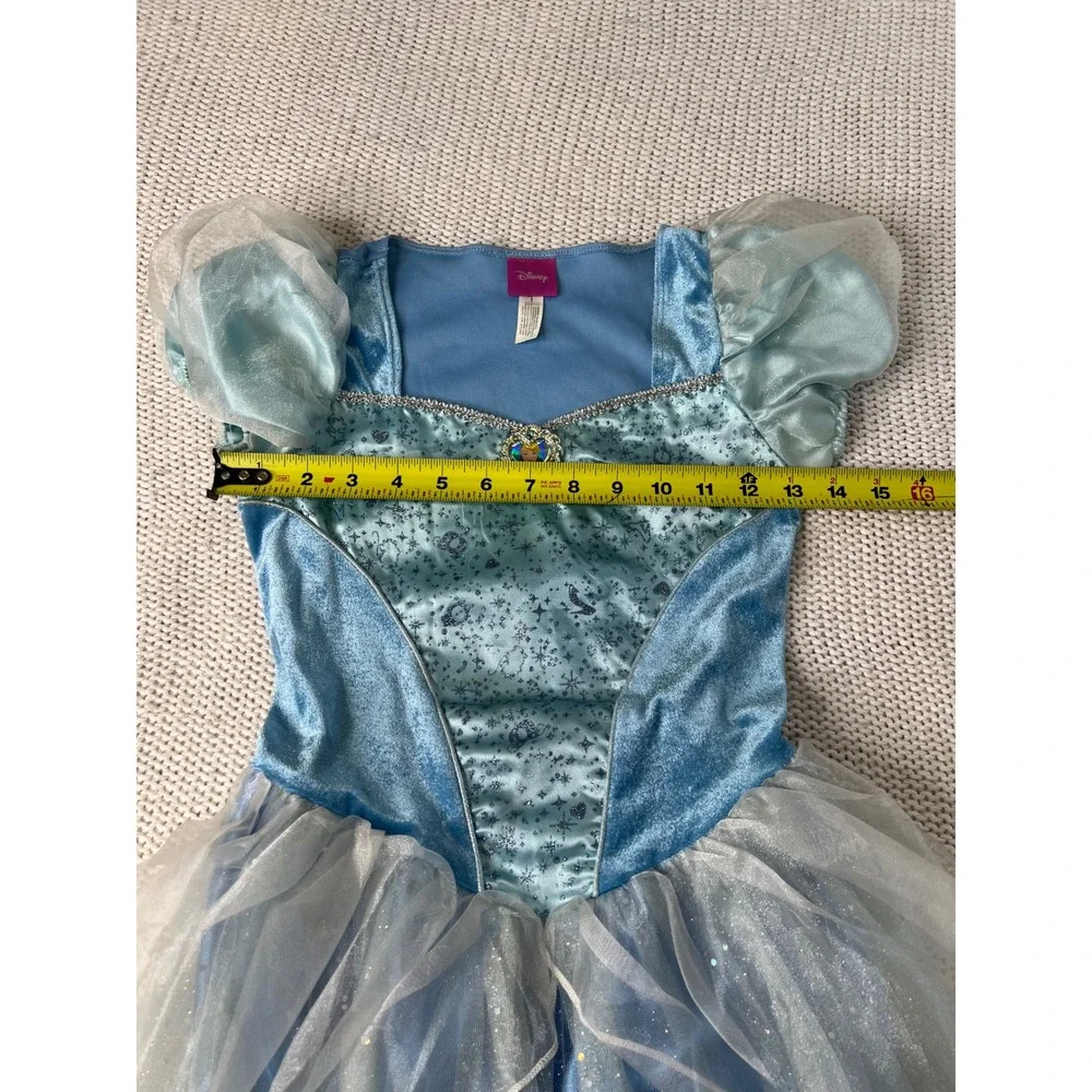 Disney Cinderella Princess Costume Dress Blue Glitter Tulle Girls Size 7/8